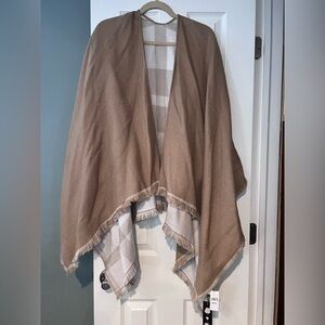 Banana Republic Taupe and Cream Reversible Poncho Wrap